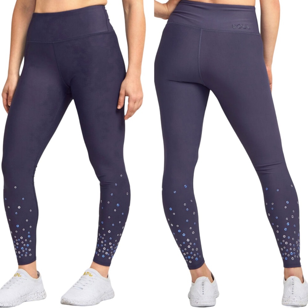 SoulCycle | Scatter Grommet Workout Leggings Blue Size Medium